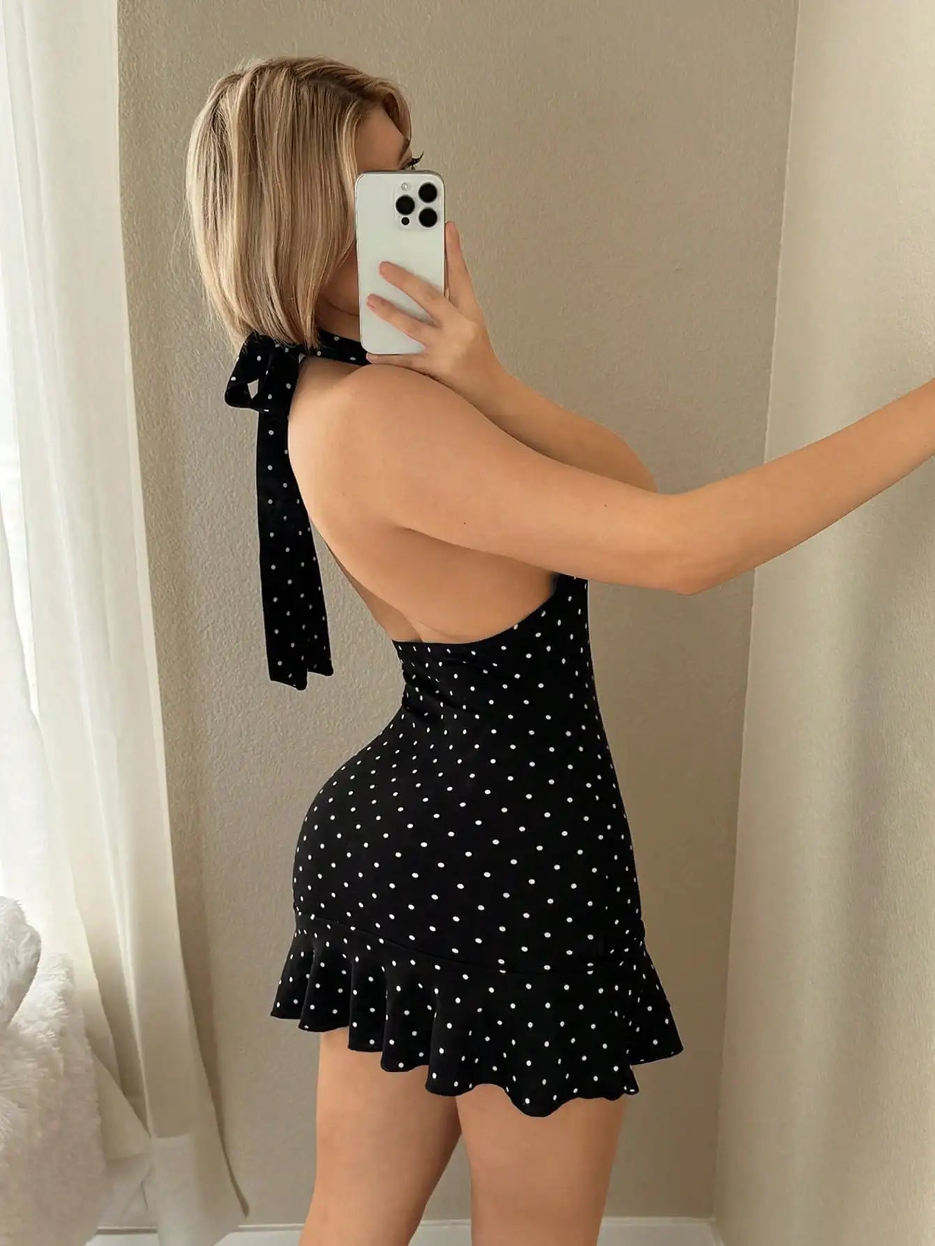 Londelle - Polka Dot Halter Mini Dress