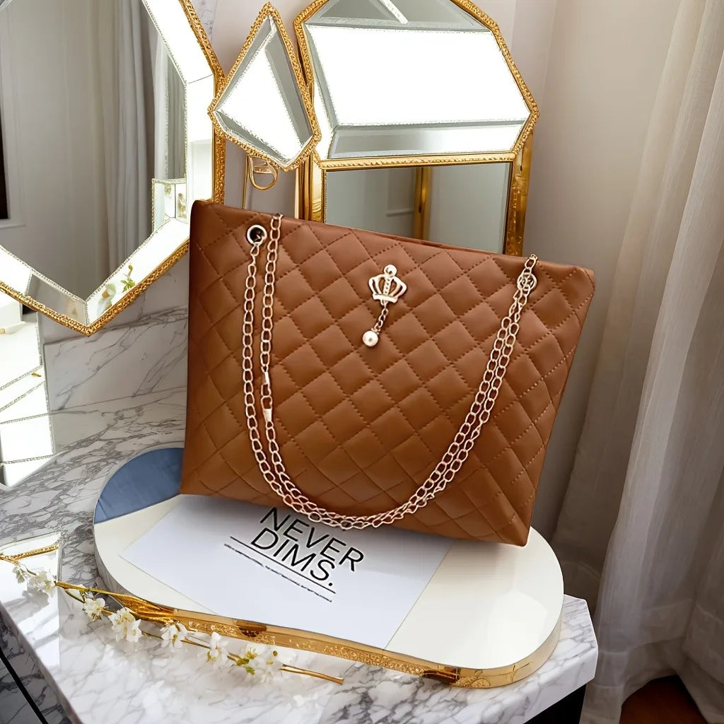 LONDELLE - Midnight Royale Quilted Chain Tote